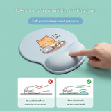 Ergonomic Gel Wrist Support Mouse Pad Pattern of a cat sitting in a chair reading a book (I'm fine!)  Soft silicone wrist rest, desktop accessory, suitable for office, home, and gaming