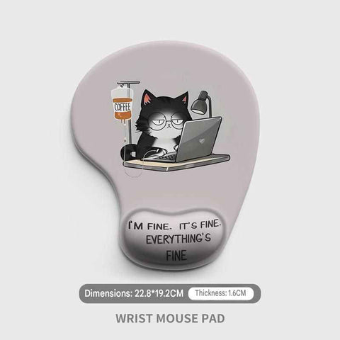 Ergonomic Gel Wrist Support Mouse Pad Cat goes to work pattern  Soft Silicone Wrist Rest Desk Accessory for Office Home Gaming Comfortable Non Slip Ergonomic Computer Use In Australia - Darrahopens