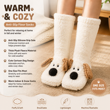 Cute Animal Plush Floor Socks - White Puppy Thickened Coral Fleece Non-Slip Indoor Winter Warm Sleep Socks with Non-Slip Dots, Comfortable for Home Use In Australia - Darrahopens