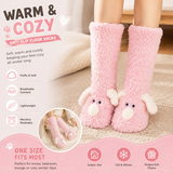 Cute Animal Plush Floor Socks - Pink Puppy Thickened Coral Fleece Non-Slip Indoor Winter Warm Sleep Socks with Non-Slip Dots, Comfortable for Home Use In Australia - Darrahopens