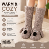Cute Animal Plush Floor Socks - Gray-brown Puppy Thickened Coral Fleece Non-Slip Indoor Winter Warm Sleep Socks with Non-Slip Dots, Comfortable for Home Use In Australia - Darrahopens