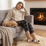 Cute Animal Plush Floor Socks - Light coffee Puppy Thickened Coral Fleece Non-Slip Indoor Winter Warm Sleep Socks with Non-Slip Dots, Comfortable for Home Use In Australia - Darrahopens
