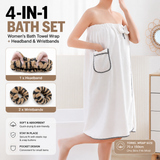 4PCS Spa Set Bath Wrap White bath towel Black and brown stripes Cat Ear Headband Wristbands Coral Fleece Quick Dry Absorbent Skincare Shower Hair Wash Set Home Spa Gift In Australia - Darrahopens
