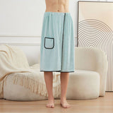 Men's Bath Wrap Microfiber Quick Dry Absorbent Adjustable Snap Closure Light blue Bath Towel Wrap Lightweight Bathroom Spa Gym Travel Use 70x150cm Comfortable Fit