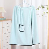Men's Bath Wrap Microfiber Quick Dry Absorbent Adjustable Snap Closure Light blue Bath Towel Wrap Lightweight Bathroom Spa Gym Travel Use 70x150cm Comfortable Fit