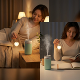 Heart Touch Sensor LED Keychain Light + Green Mini Can Humidifier Aromatherapy Diffuser Set Portable USB Mist Night Light Keyring Decoration Gift