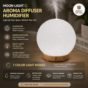 Moon Light Humidifier Aroma Diffuser (Light wood grain base) with LED Night Light, USB Desktop Essential Oil Diffuser Cool Mist Maker for Bedroom Office Home Relaxation In Australia - Darrahopens