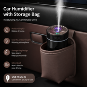 Black Car Aroma Diffuser Humidifier with Brown Storage Box, USB Powered Car Air Freshener Mist Maker, Portable Vehicle Humidifier with Organizer Holder, Essential Oil Diffuser for Auto Interior Decoration