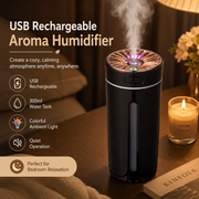 Black USB Rechargeable Car Aroma Diffuser Humidifier with Ambient Light, 300ml Portable Mist Air Freshener for Vehicle Office Home In Australia - Darrahopens