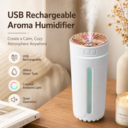 White USB Rechargeable Car Aroma Diffuser Humidifier with Ambient Light, 300ml Portable Mist Air Freshener for Vehicle Office Home In Australia - Darrahopens
