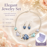 Blue Elegant Oil Drip Necklace and Earrings Set for Women, Irregular Design Alloy Jewelry Set, Fashion Statement Pendant Necklace with Drop Earrings, Blue Green Enamel Jewelry Gift Set with Jewelry Box Included In Australia - Darrahopens
