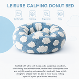 Small Medium Pet Donut Bed (Coffee plaid)-40cm outer diameter, Soft Plush Round Dog Bed and Cat Bed with Raised Rim, Cozy Calming Pet Sleeping Cushion, Checkered Washable Puppy Bed for Indoor Small Dogs Cats and Kittens