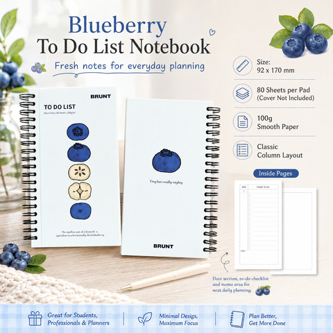 Fruit Series To Do List Notebook (Blueberry) – Spiral Bound Journal with Cute Fruit Cover, 80 Sheets, Portable Planner for Daily Notes, Study, Office and Personal Organisation In Australia - Darrahopens
