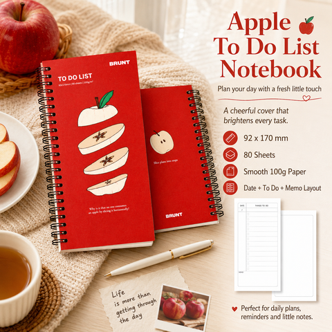 Fruit Series To Do List Notebook (Apple) – Spiral Bound Journal with Cute Fruit Cover, 80 Sheets, Portable Planner for Daily Notes, Study, Office and Personal Organisation In Australia - Darrahopens