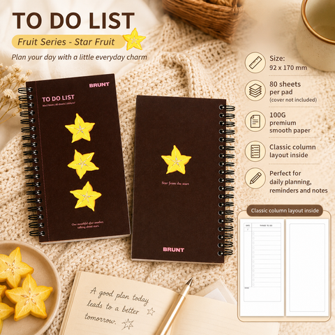 Fruit Series To Do List Notebook (Starfruit) – Spiral Bound Journal with Cute Fruit Cover, 80 Sheets, Portable Planner for Daily Notes, Study, Office and Personal Organisation In Australia - Darrahopens