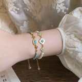 2PCS Vintage Layered Pearl Bracelet Set | Elegant Zircon Flower Charm Gold Plated Stackable Bracelets Jewelry Gift In Australia - Darrahopens