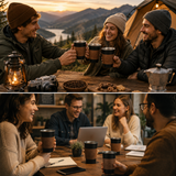 Black 304 Stainless Steel Camping Coffee Cup  with Leather Sleeve – 500ml Portable Outdoor Drinking Cup, Beer Cup, Travel Mug for Camping, Hiking, Picnic and Daily Coffee In Australia - Darrahopens