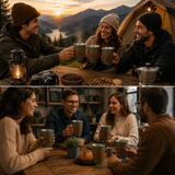 Green 304 Stainless Steel Camping Coffee Cup  with Leather Sleeve – 500ml Portable Outdoor Drinking Cup, Beer Cup, Travel Mug for Camping, Hiking, Picnic and Daily Coffee In Australia - Darrahopens