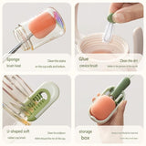 Green Portable 3-in-1 Cup Cleaning Brush Set – Extendable long-handled sponge head cup brush, silicone rim brush, and crevice brush; travel cup cleaner with storage case In Australia - Darrahopens