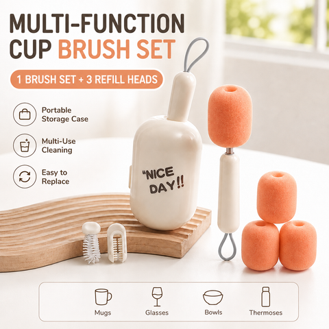 White Portable 3-in-1 Cup Cleaning Brush Set with 3 Replacement Sponge Heads – Retractable Long Handle Bottle Brush for Travel Mugs, Coffee Cups, Water Bottles, Tumblers,Camping, Office & Home Use In Australia - Darrahopens