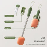 White Portable 3-in-1 Cup Cleaning Brush Set with 3 Replacement Sponge Heads – Retractable Long Handle Bottle Brush for Travel Mugs, Coffee Cups, Water Bottles, Tumblers,Camping, Office & Home Use In Australia - Darrahopens