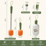 White Portable 3-in-1 Cup Cleaning Brush Set with 3 Replacement Sponge Heads – Retractable Long Handle Bottle Brush for Travel Mugs, Coffee Cups, Water Bottles, Tumblers,Camping, Office & Home Use In Australia - Darrahopens