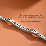 Men's Stainless Steel Byzantine Link Bracelet 18cm (7.09in) – Vintage Woven Chain Bangle, Minimalist ID Plate, Secure Clasp, Everyday Casual, Business, Anniversary Gift In Australia - Darrahopens
