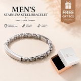 Men's Stainless Steel Byzantine Link Bracelet 22cm (8.66in) – Vintage Woven Chain Bangle, Minimalist ID Plate, Secure Clasp, Everyday Casual, Business, Anniversary Gift In Australia - Darrahopens
