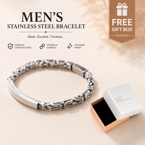 Men's Stainless Steel Byzantine Link Bracelet 22cm (8.66in) – Vintage Woven Chain Bangle, Minimalist ID Plate, Secure Clasp, Everyday Casual, Business, Anniversary Gift In Australia - Darrahopens