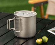 Camping Mug 400ml (13.53oz) with Lid – Ultra Lightweight Titanium Coffee Cup, Foldable Handle Outdoor Water Cup for Camping, Hiking, Travel, Backpacking and Adventure In Australia - Darrahopens
