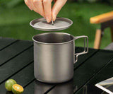 Camping Mug 500ml (16.91oz) with Lid – Ultra Lightweight Titanium Coffee Cup, Foldable Handle Outdoor Water Cup for Camping, Hiking, Travel, Backpacking and Adventure In Australia - Darrahopens