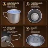 Camping Mug 500ml (16.91oz) with Lid – Ultra Lightweight Titanium Coffee Cup, Foldable Handle Outdoor Water Cup for Camping, Hiking, Travel, Backpacking and Adventure In Australia - Darrahopens