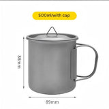 Camping Mug 500ml (16.91oz) with Lid – Ultra Lightweight Titanium Coffee Cup, Foldable Handle Outdoor Water Cup for Camping, Hiking, Travel, Backpacking and Adventure