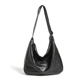 Black PU Leather Shoulder Bag - Large Capacity Hobo Handbag with Adjustable Strap, Soft Slouch Tote Purse for Women Daily Commute Shopping Travel and Casual Outings