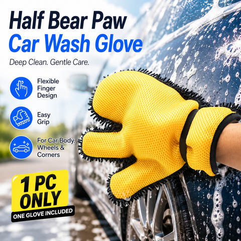 Half Bear Paw Car Wash Glove Chenille Microfiber Cleaning Mitt Soft Scratch-Free Auto Wash Mitt Flexible Split Finger Car Cleaning Glove for Car Body Wheels Windows Interior Exterior, 1 Piece In Australia - Darrahopens