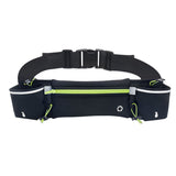 Green Running Belt and 2 Pack LED Wrist Light Set Outdoor Sports Waist Bag with Water Bottle Holder Reflective Running Belt and Rechargeable Safety Wrist Lights for Night Running Hiking Cycling Fitness