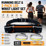 Orange Running Belt and 2 Pack LED Wrist Light Set Outdoor Sports Waist Bag with Water Bottle Holder Reflective Running Belt and Rechargeable Safety Wrist Lights for Night Running Hiking Cycling Fitness In Australia - Darrahopens