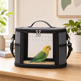 Small Animal Travel Carrier Bag - Grey Small Nylon and Plastic Portable Pet Carrier with Shoulder Strap and Carry Handle for Parrots, Hamsters, Guinea Pigs and Rabbits In Australia - Darrahopens
