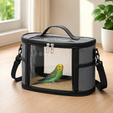 Small Animal Travel Carrier Bag - Grey Small Nylon and Plastic Portable Pet Carrier with Shoulder Strap and Carry Handle for Parrots, Hamsters, Guinea Pigs and Rabbits In Australia - Darrahopens
