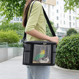 Small Animal Travel Carrier Bag - Grey Small Nylon and Plastic Portable Pet Carrier with Shoulder Strap and Carry Handle for Parrots, Hamsters, Guinea Pigs and Rabbits In Australia - Darrahopens