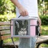 Large Small Animal Travel Bag (33*22.5*23cm) - Pink small nylon and plastic portable pet bag with shoulder strap and handle, suitable for parrots, hamsters, guinea pigs and rabbits. In Australia - Darrahopens