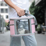 Small Animal Travel Bag(26*17*19cm) - Pink small nylon and plastic portable pet bag with shoulder strap and handle, suitable for parrots, hamsters, guinea pigs and rabbits. In Australia - Darrahopens