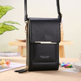 Black Touch Screen Phone Wallet Crossbody Bag for Women Vertical PU Leather Purse with Card Holder Zipper Pocket Adjustable Strap for Travel Shopping Everyday Use In Australia - Darrahopens