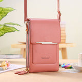 Pink Touch Screen Phone Wallet Crossbody Bag for Women Vertical PU Leather Purse with Card Holder Zipper Pocket Adjustable Strap for Travel Shopping Everyday Use In Australia - Darrahopens