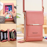 Pink Touch Screen Phone Wallet Crossbody Bag for Women Vertical PU Leather Purse with Card Holder Zipper Pocket Adjustable Strap for Travel Shopping Everyday Use In Australia - Darrahopens