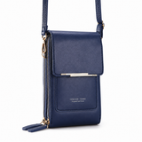 Blue Touch Screen Phone Wallet Crossbody Bag for Women Vertical PU Leather Purse with Card Holder Zipper Pocket Adjustable Strap for Travel Shopping Everyday Use In Australia - Darrahopens