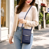 Blue Touch Screen Phone Wallet Crossbody Bag for Women Vertical PU Leather Purse with Card Holder Zipper Pocket Adjustable Strap for Travel Shopping Everyday Use In Australia - Darrahopens
