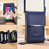 Blue Touch Screen Phone Wallet Crossbody Bag for Women Vertical PU Leather Purse with Card Holder Zipper Pocket Adjustable Strap for Travel Shopping Everyday Use In Australia - Darrahopens
