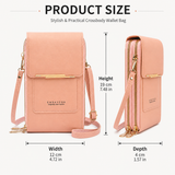Blue Touch Screen Phone Wallet Crossbody Bag for Women Vertical PU Leather Purse with Card Holder Zipper Pocket Adjustable Strap for Travel Shopping Everyday Use
