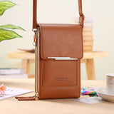 Brown Touch Screen Phone Wallet Crossbody Bag for Women Vertical PU Leather Purse with Card Holder Zipper Pocket Adjustable Strap for Travel Shopping Everyday Use In Australia - Darrahopens